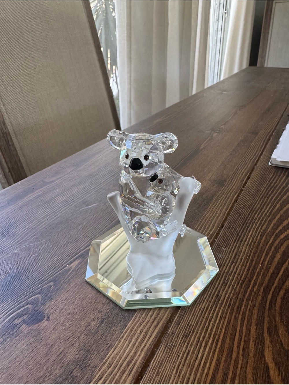 Swarovski Clear Crystal Bear on Frosted Base mirror display included